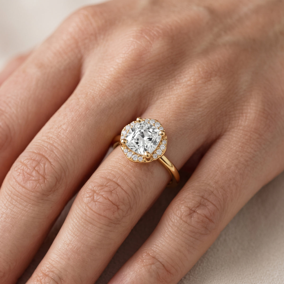 Elgin Halo Micropavé Cushion Diamond Engagement Ring in Silver - lifestyle.jpg