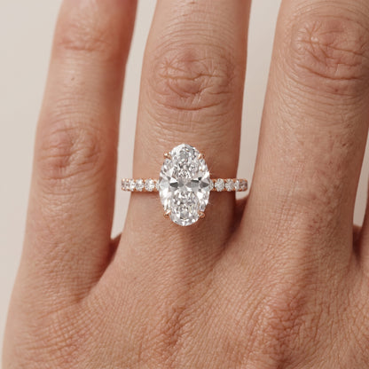 Juna French Pavé Solitaire Oval Diamond Engagement Ring in Rose Gold - lifestyle.jpg