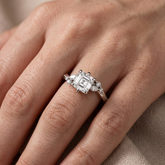Joanna Milgrain Twist Asscher Diamond Engagement Ring in Platinum - lifestyle.jpg