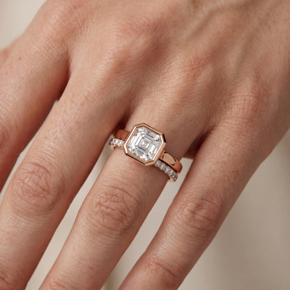 Ayla Bezel Bypass Asscher Diamond Ring in Rose Gold - lifestyle.jpg