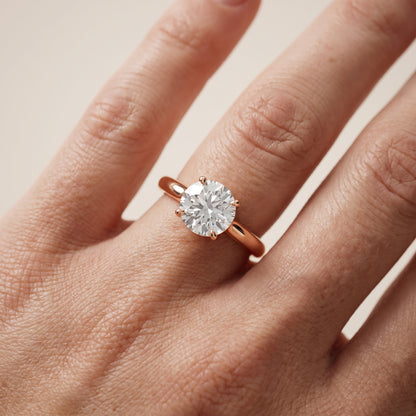 Sadie Cathedral Solitaire Round Diamond Ring in Rose Gold - lifestyle.jpg
