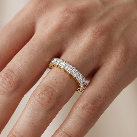Manon Shared Prong Princess Diamond Eternity Band in Yellow Gold - lifestyle.jpg
