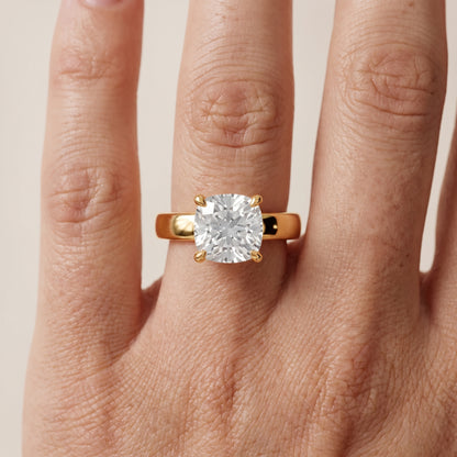 Veda Split Shank Pavé Cushion Diamond Engagement Ring in Yellow Gold - lifestyle.jpg