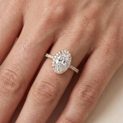 Sophie Halo Pavé Oval Diamond Ring in Yellow Gold - lifestyle.jpg