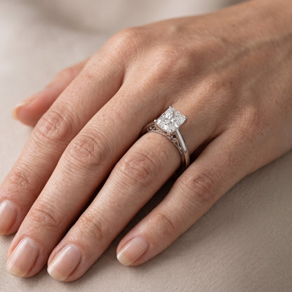 Iris Vintage Radiant Diamond Engagement Ring in Silver - lifestyle.jpg