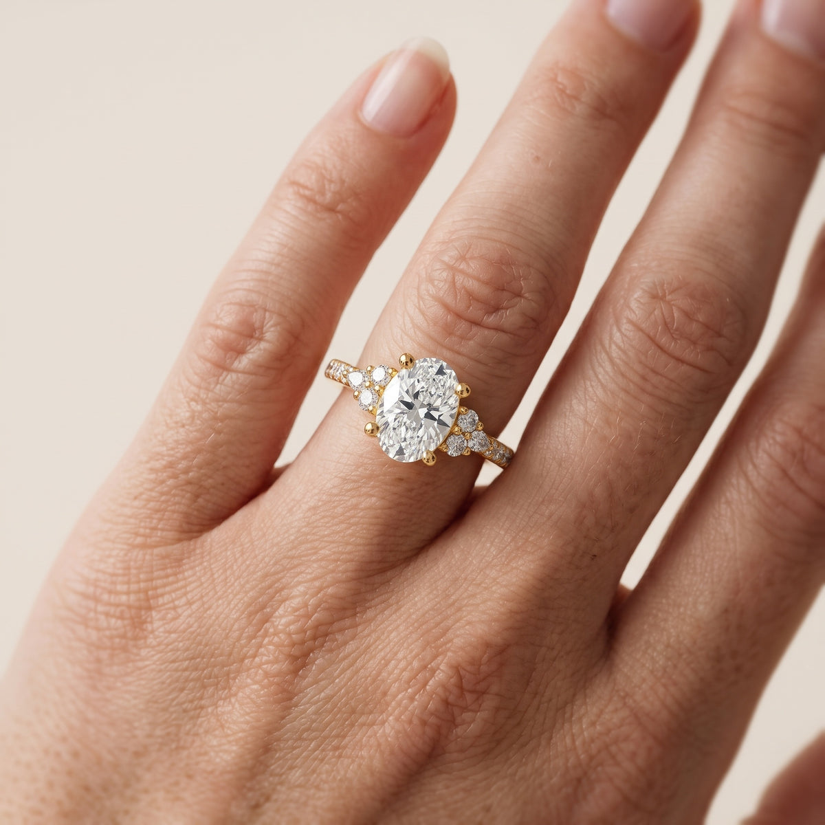 Alta Pavé Cluster Oval Diamond Engagement Ring in Silver - lifestyle.jpg