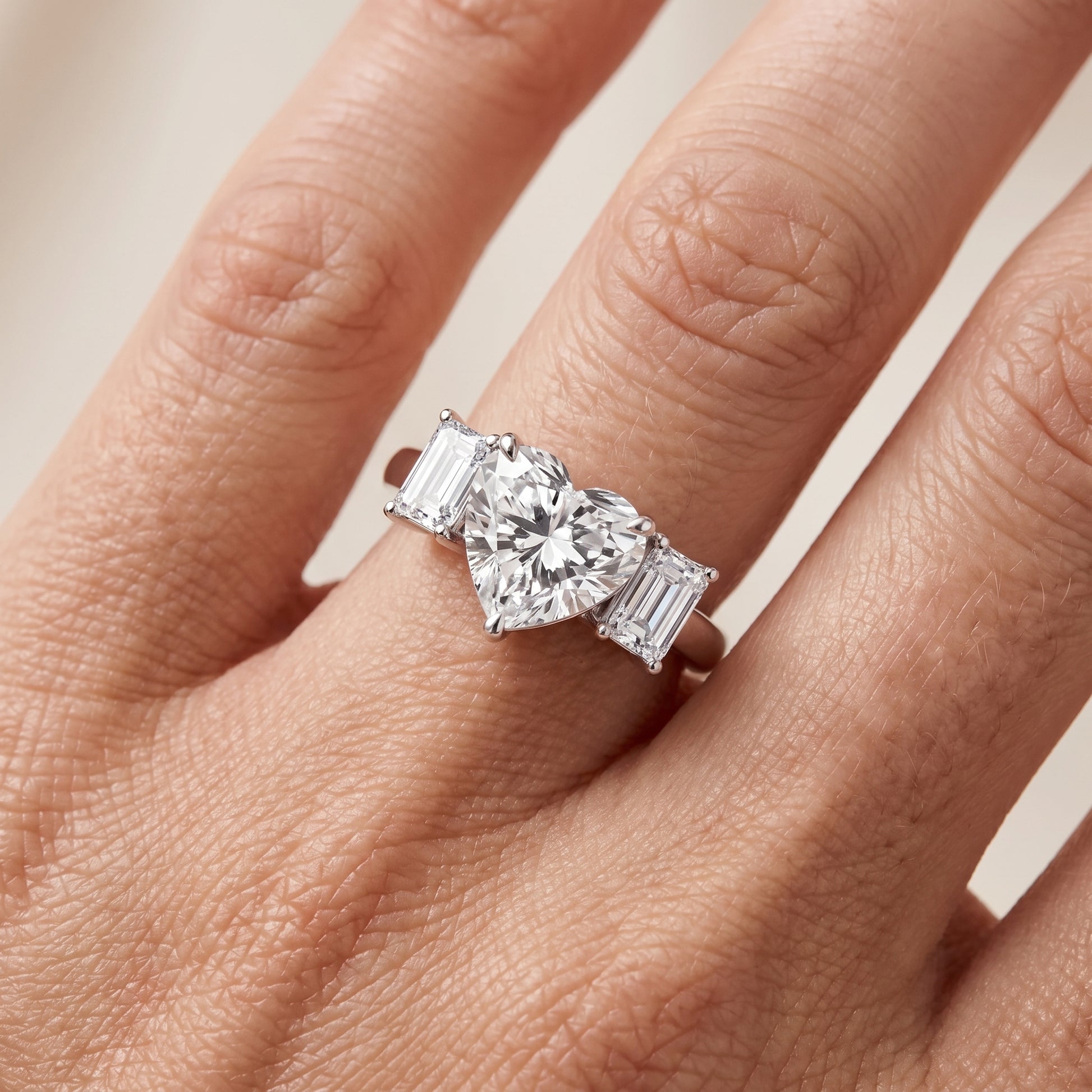 Zoe Three-Stone Heart Diamond Ring in Silver - lifestyle.jpg