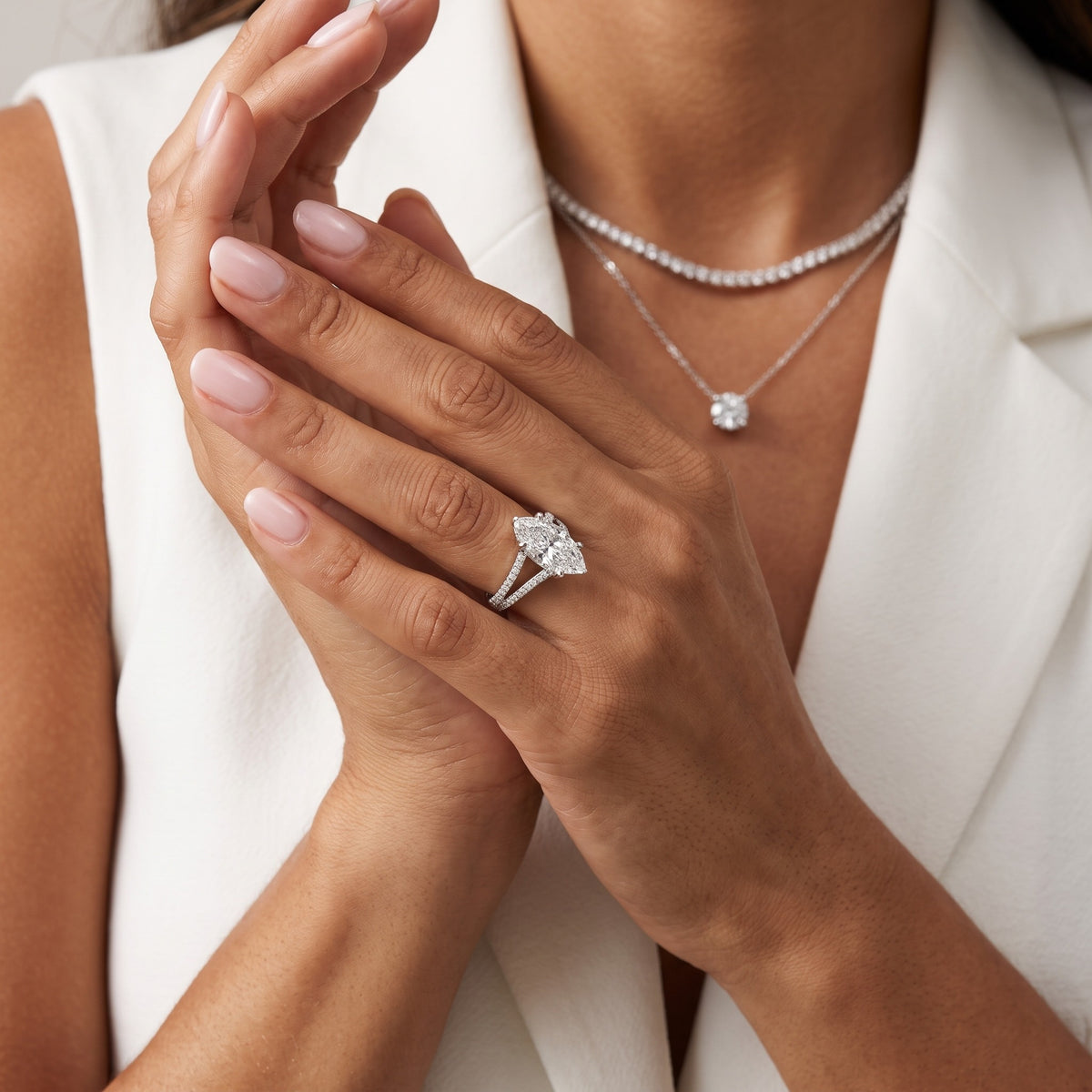 Eternal Embrace Solitaire Marquise Diamond Engagement Ring in White Gold - model.jpg