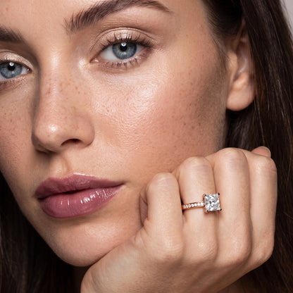 Tessa Solitaire Channel Set Princess Diamond Engagement Ring in Rose Gold - model.jpg