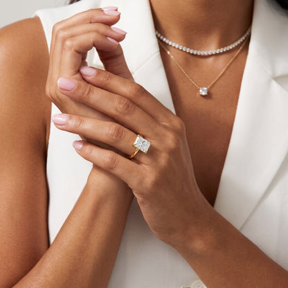 Nella Petite Solitaire Radiant Diamond Engagement Ring in Yellow Gold - model.jpg