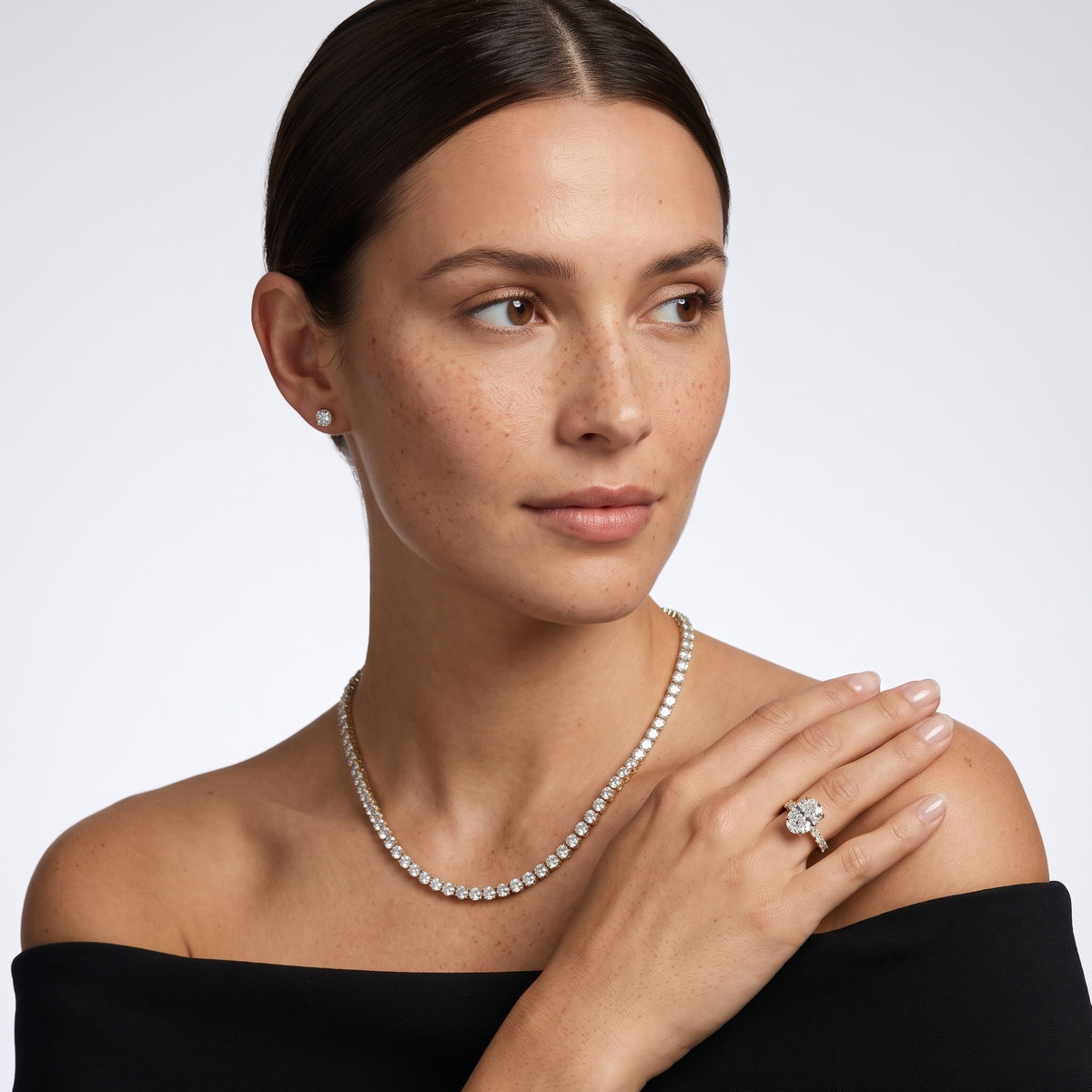 Heloise Statement Pavé Oval Diamond Engagement Ring in Rose Gold - model.jpg