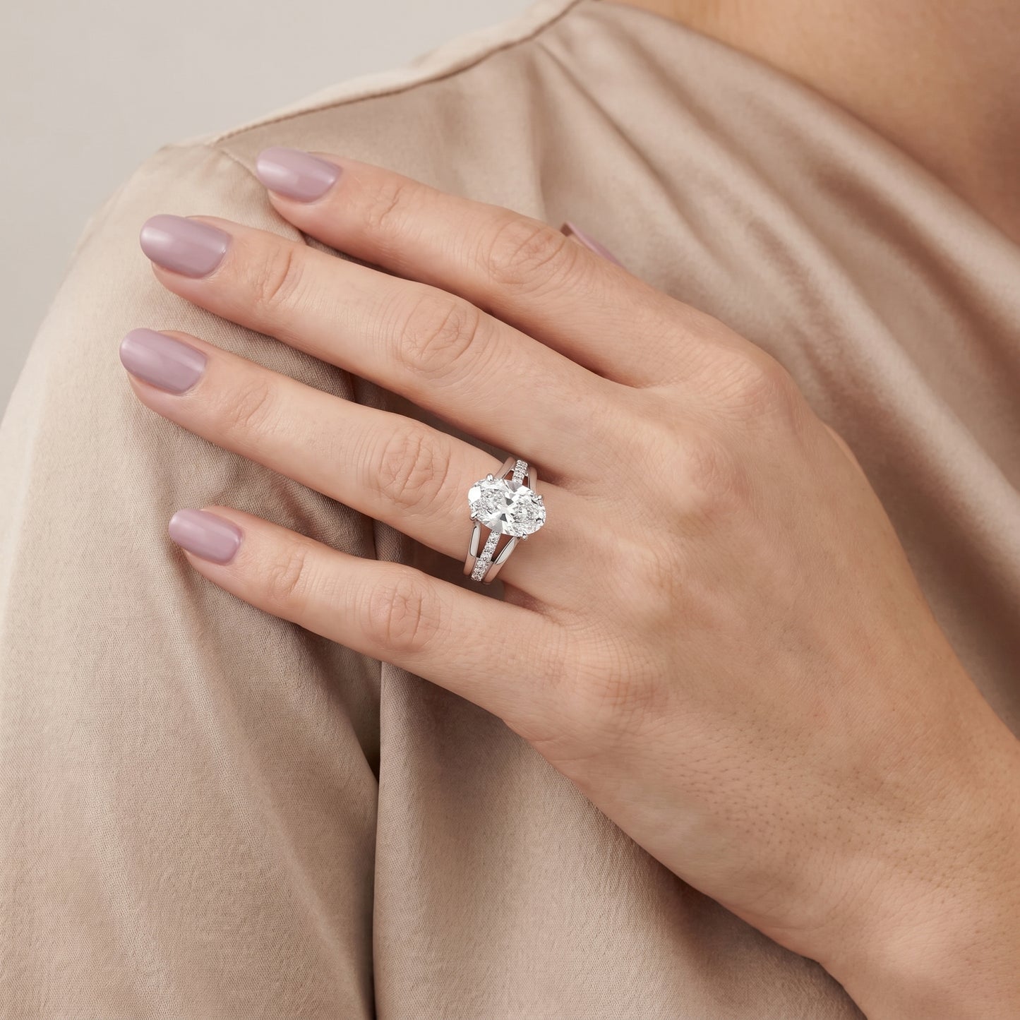 Scarlett Split Shank Pavé Oval Diamond Ring in Platinum - model.jpg