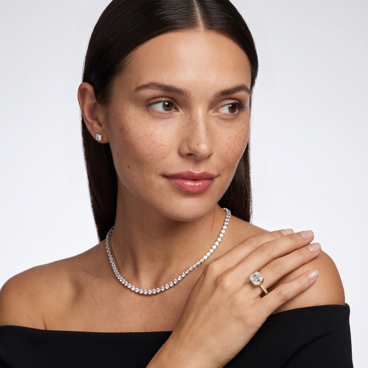 Brea Twist Pavé Asscher Diamond Engagement Ring in Rose Gold - model.jpg