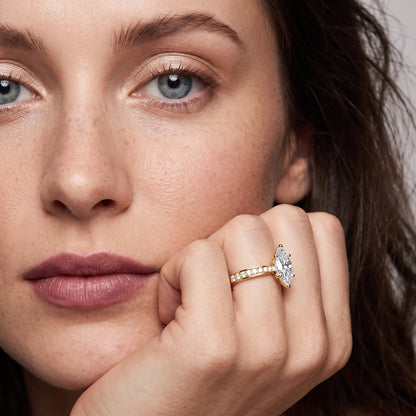Rhea Sidestone Pavé Marquise Diamond Engagement Ring in Yellow Gold - model.jpg