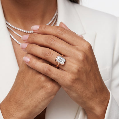 Alina Bezel Solitaire Emerald Diamond Ring in Rose Gold - model.jpg