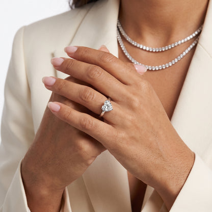 Lara Hidden Halo Heart Diamond Engagement Ring in Platinum - model.jpg
