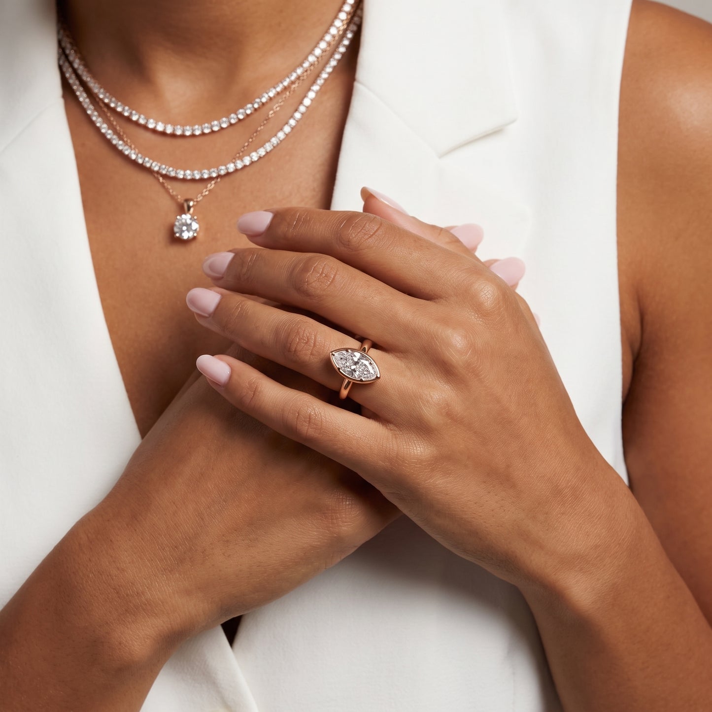 Alina Bezel Solitaire Marquise Diamond Ring in Rose Gold - model.jpg