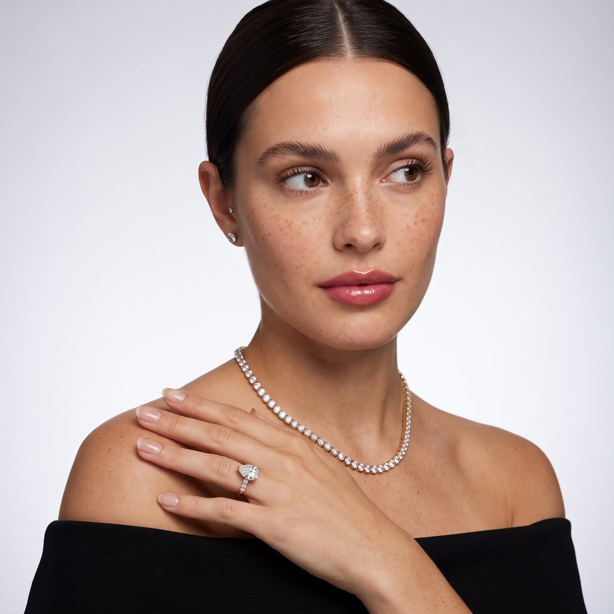 Mayfield Pavé Pear Diamond Engagement Ring in Rose Gold - model.jpg