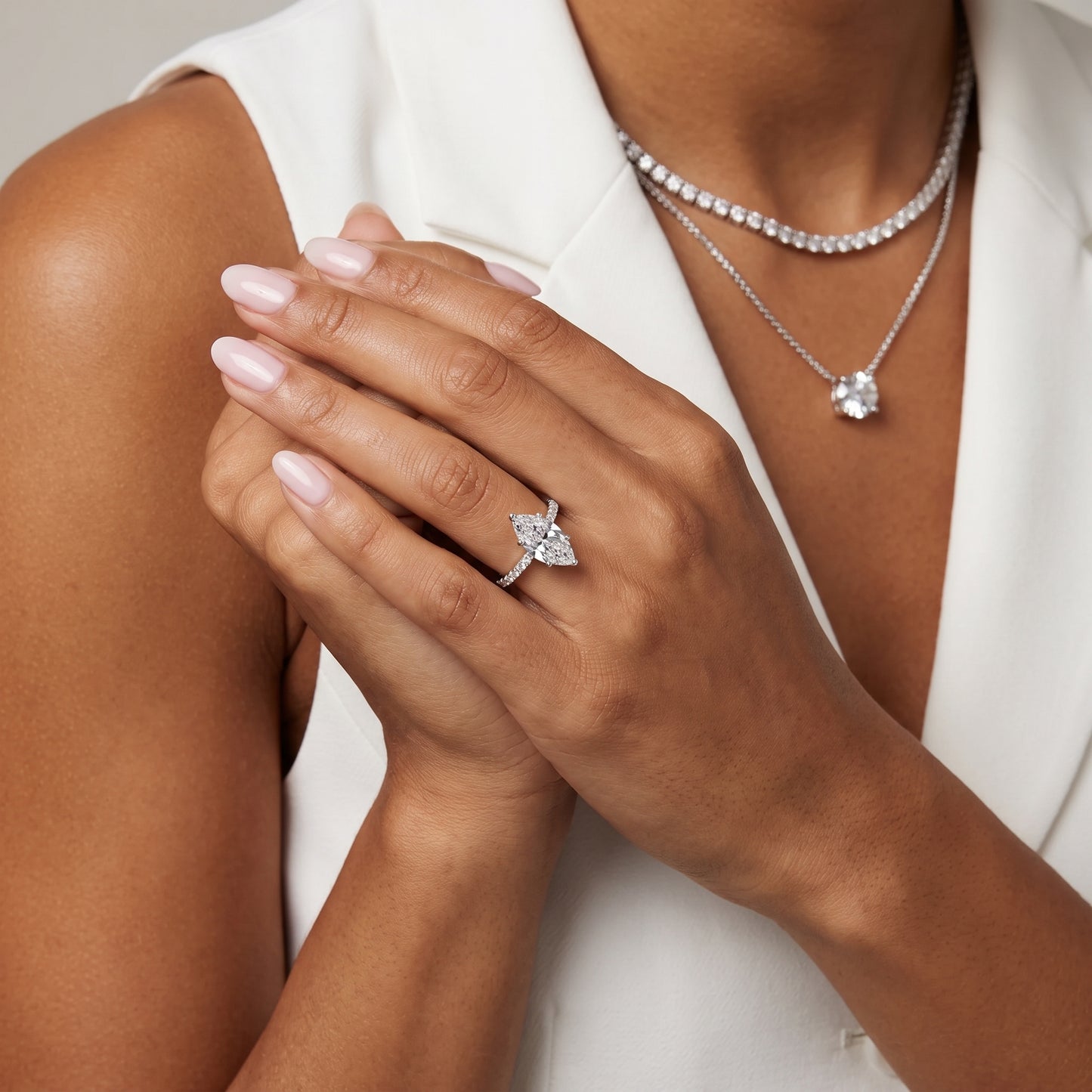 Novara Solitaire Pavé Marquise Diamond Ring in Platinum - model.jpg