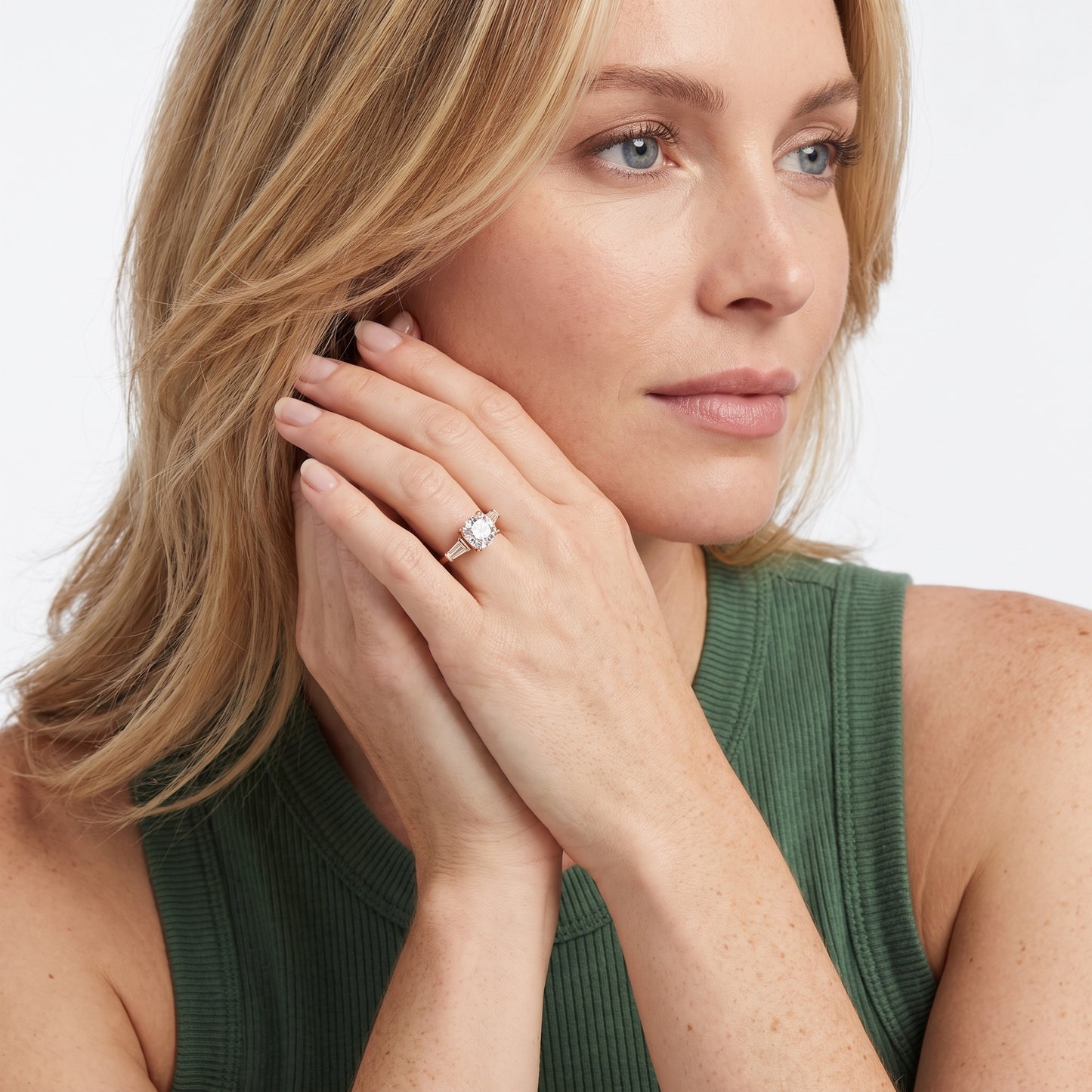 Layla Tapered Baguette Cushion Diamond Ring in Rose Gold - model.jpg