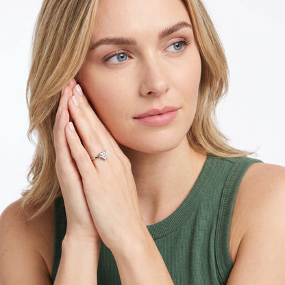 Kaia Solitaire Heart Diamond Ring in Silver - model.jpg