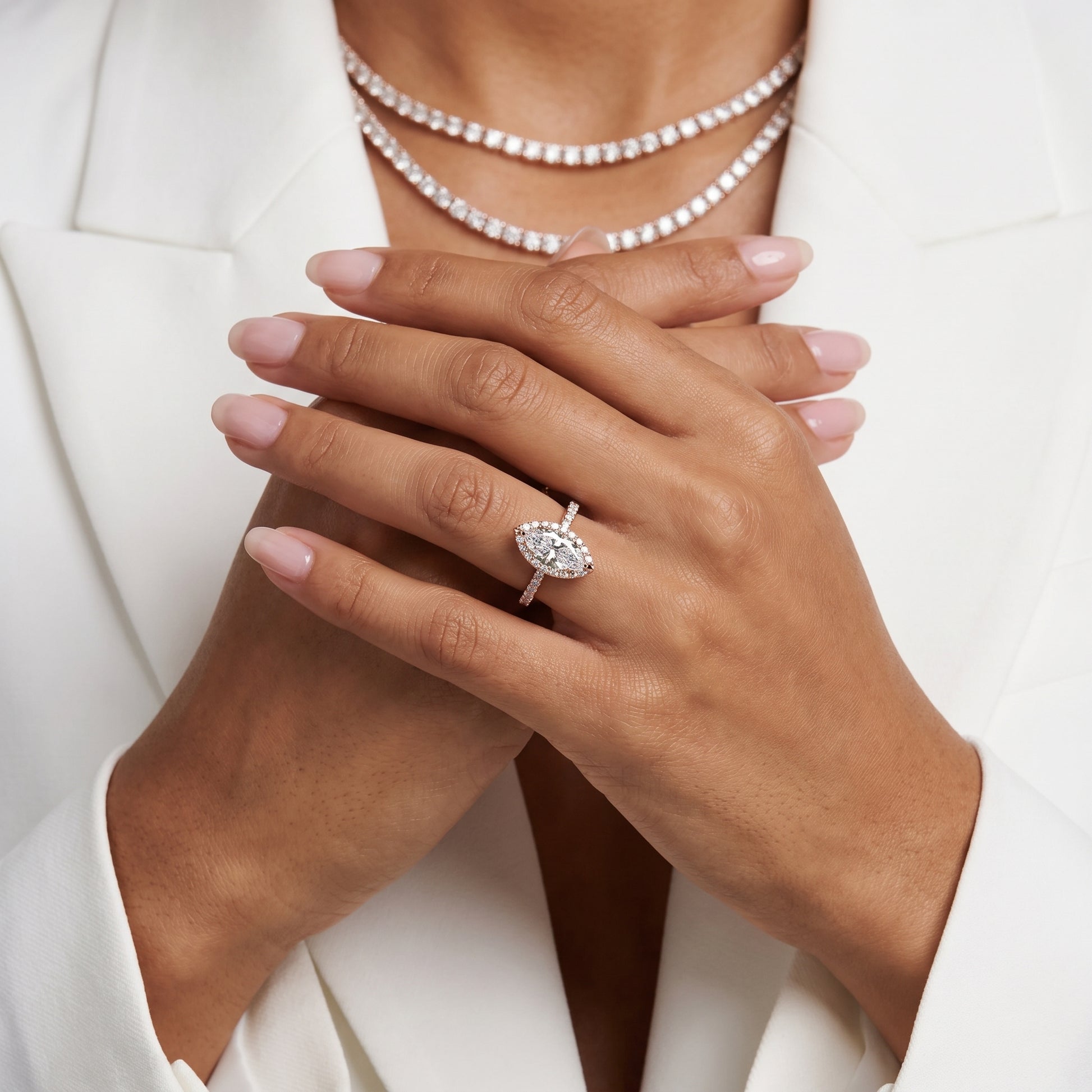 Willa Halo Micropavé Marquise Diamond Engagement Ring in Rose Gold - model.jpg