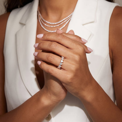 Harper Shared Prong Heart & Cushion Diamond Eternity Band in Rose Gold - model.jpg