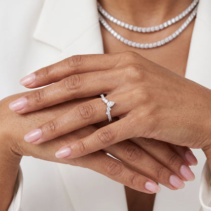 Priscilla Contour Pear & Round Diamond Stackable Ring in White Gold - model.jpg