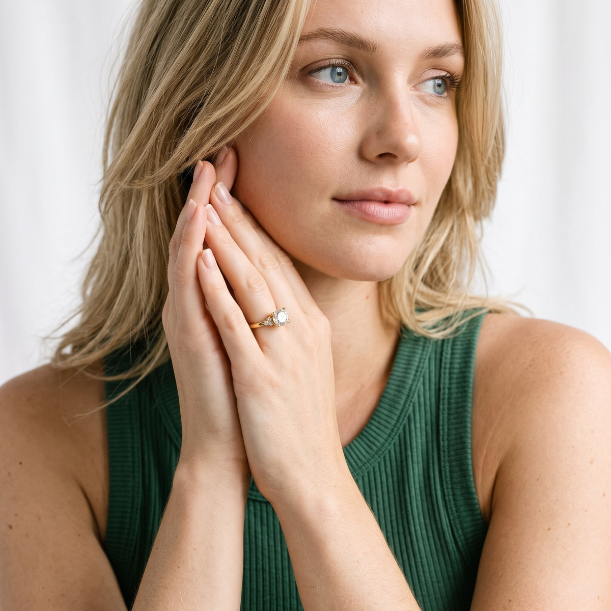 Vail Starburst Cluster Round Diamond Engagement Ring in Rose Gold - model.jpg