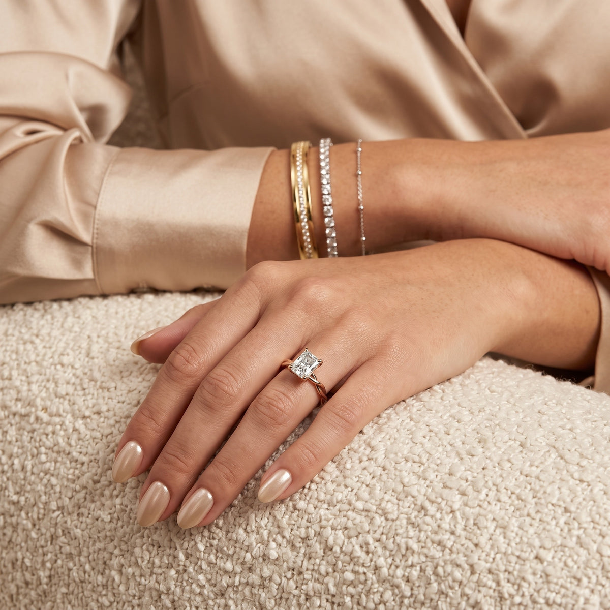 Iris Twist Radiant Diamond Engagement Ring in Rose Gold - model.jpg