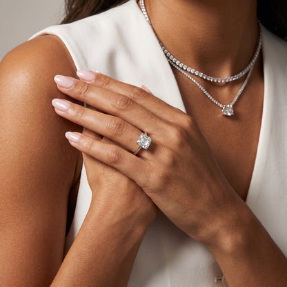 Lyla Petite Solitaire Asscher Diamond Engagement Ring in Silver - model.jpg