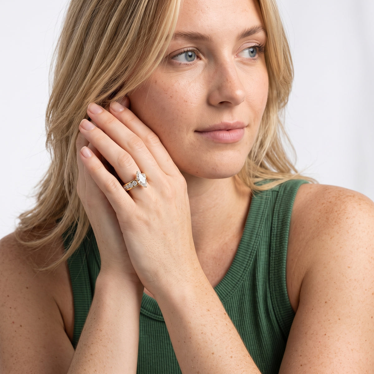 Sedona Wide Band Channel Set Marquise Diamond Engagement Ring in Silver - model.jpg