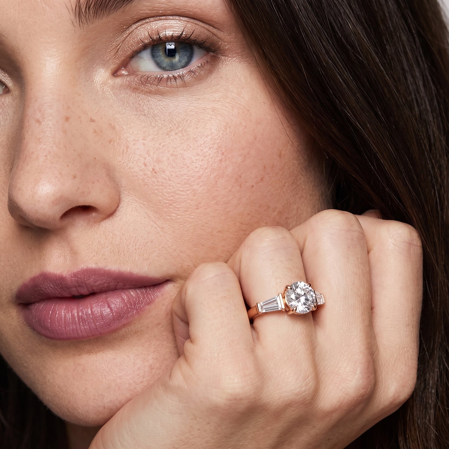 Layla Tapered Baguette Round Diamond Ring in Rose Gold - model.jpg