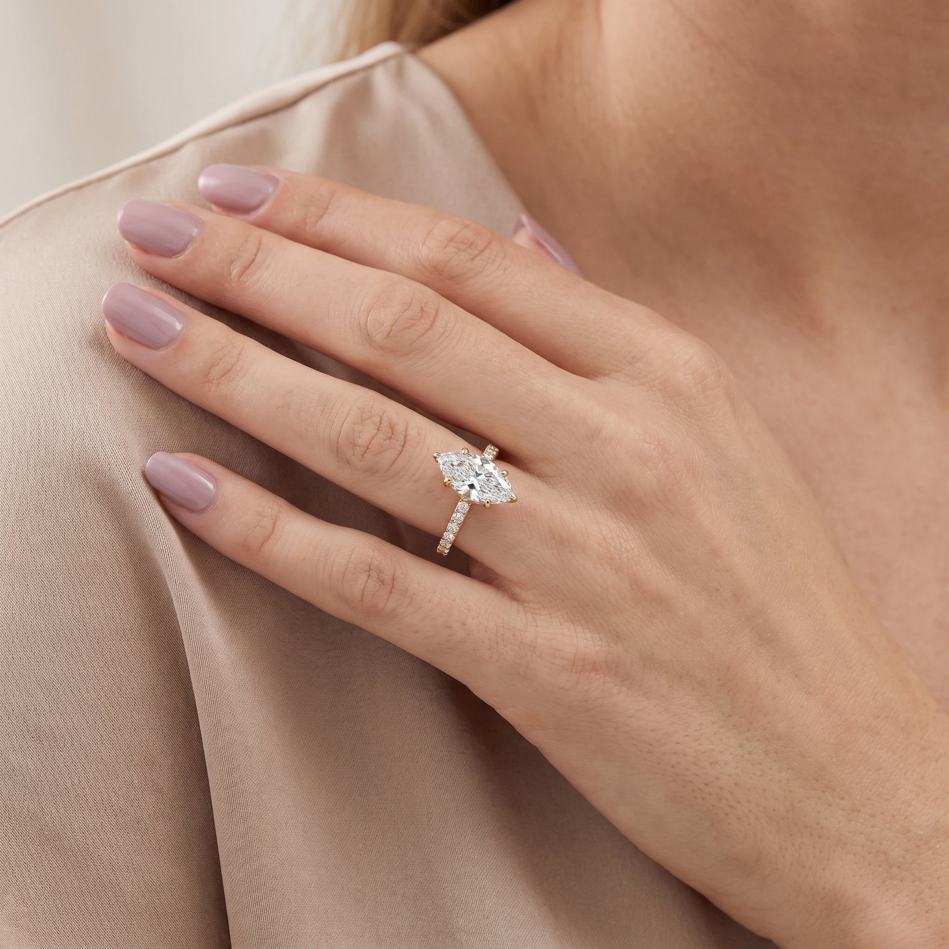 Thea Hidden Halo Pavé Marquise Diamond Engagement Ring in Yellow Gold - model.jpg