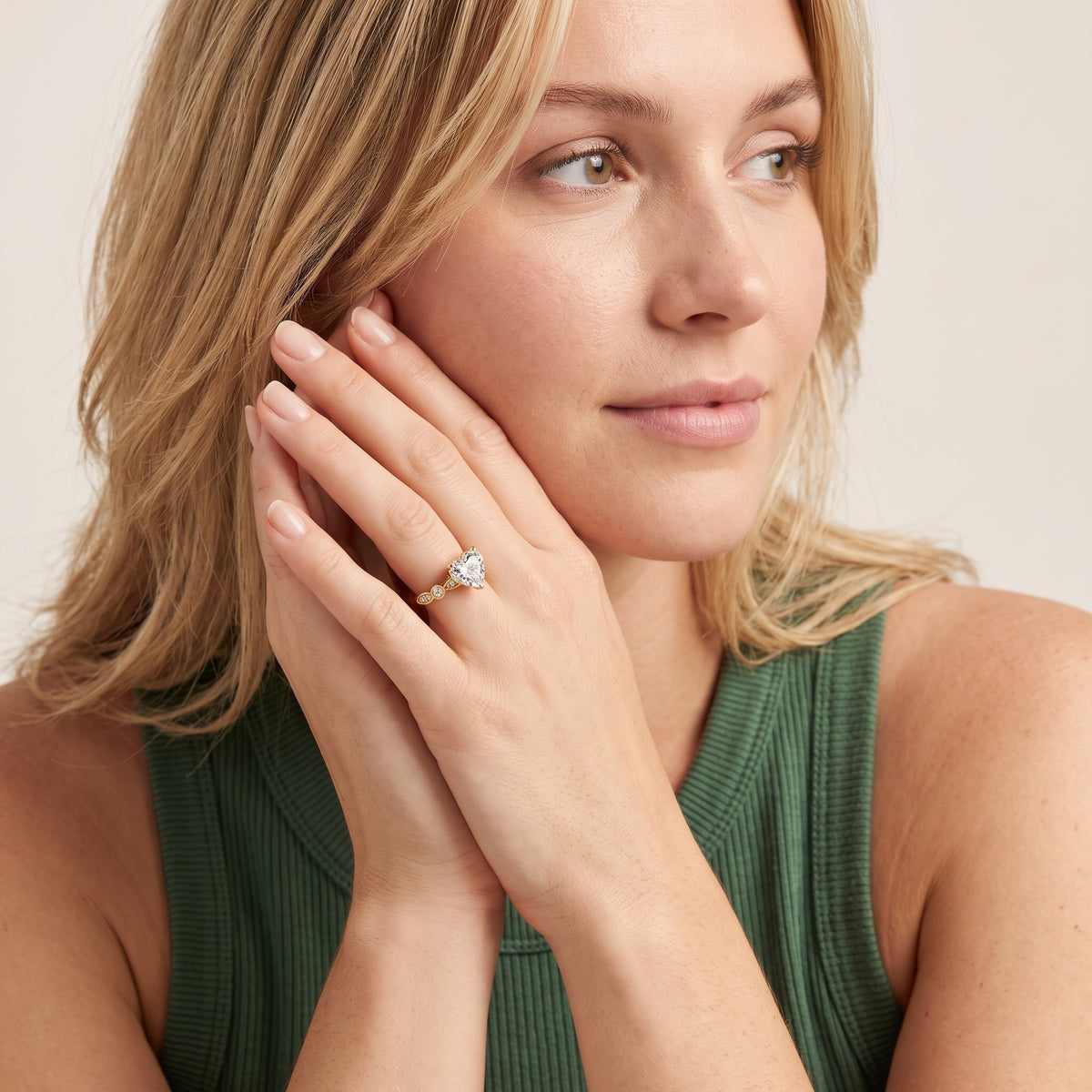Heidi Vintage Milgrain Heart Diamond Engagement Ring in White Gold - model.jpg