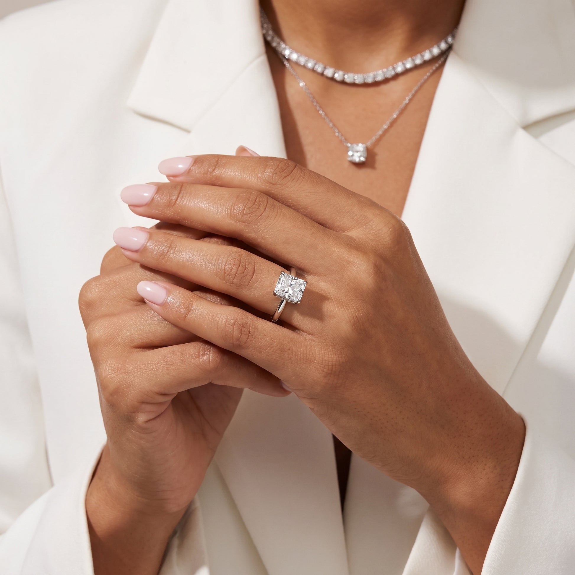 Amaya Hidden Halo Radiant Diamond Ring in Platinum - model.jpg