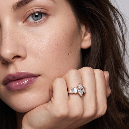 Mara Sidestone Baguette Accent Marquise Diamond Engagement Ring in Rose Gold - model.jpg