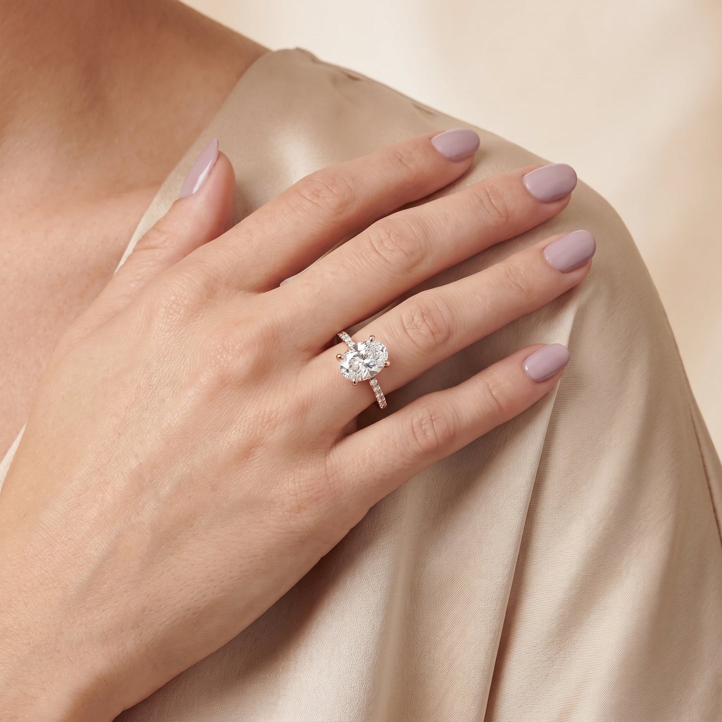Rosie Solitaire Basket Oval Diamond Engagement Ring in Rose Gold - model.jpg