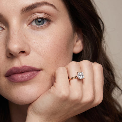 Mena Hidden Halo Princess Diamond Engagement Ring in Rose Gold - model.jpg