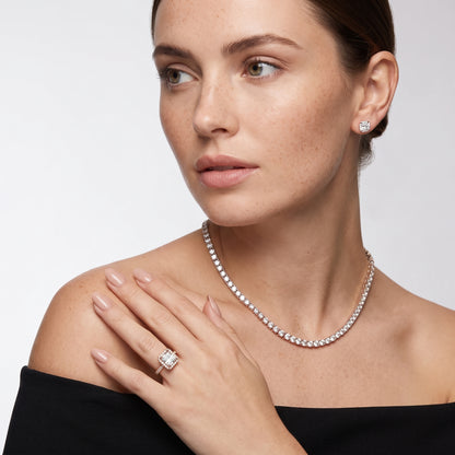 Sophie Halo Pavé Radiant Diamond Ring in Rose Gold - model.jpg