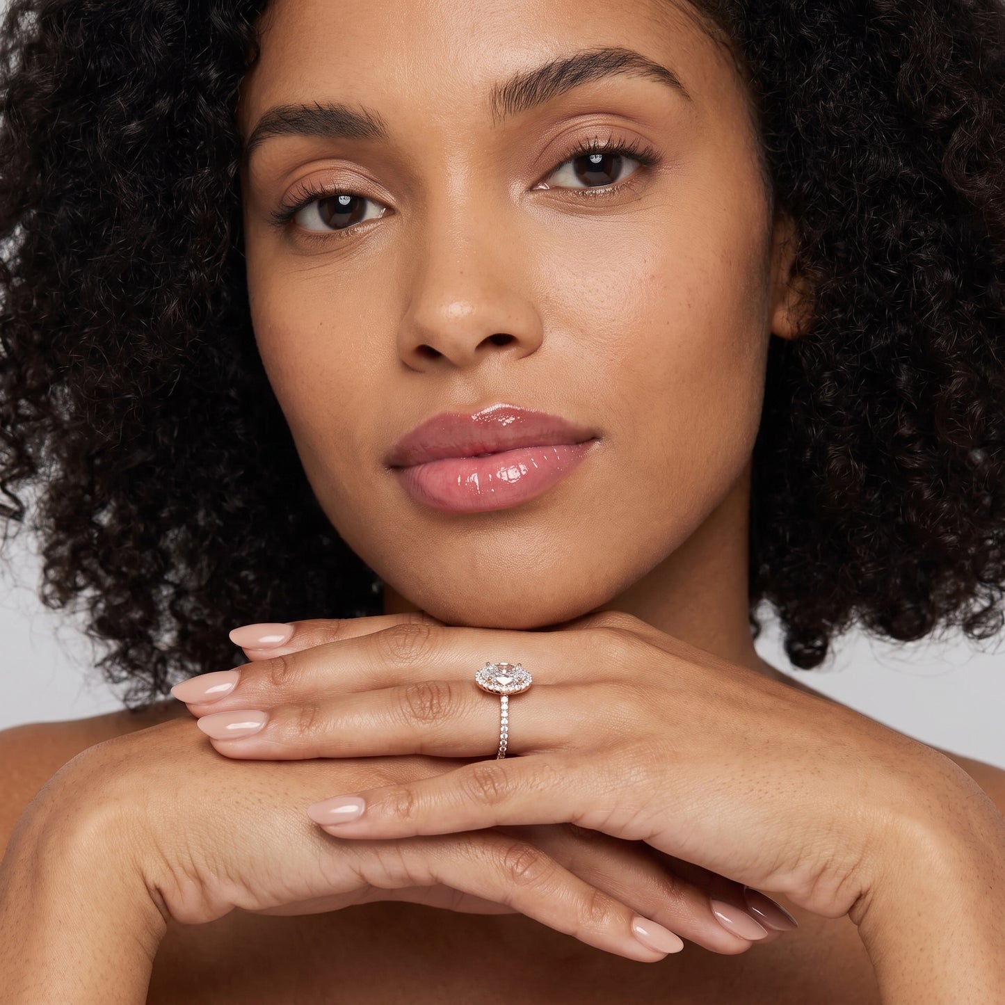 Willa Halo Micropavé Oval Diamond Engagement Ring in Rose Gold - model.jpg
