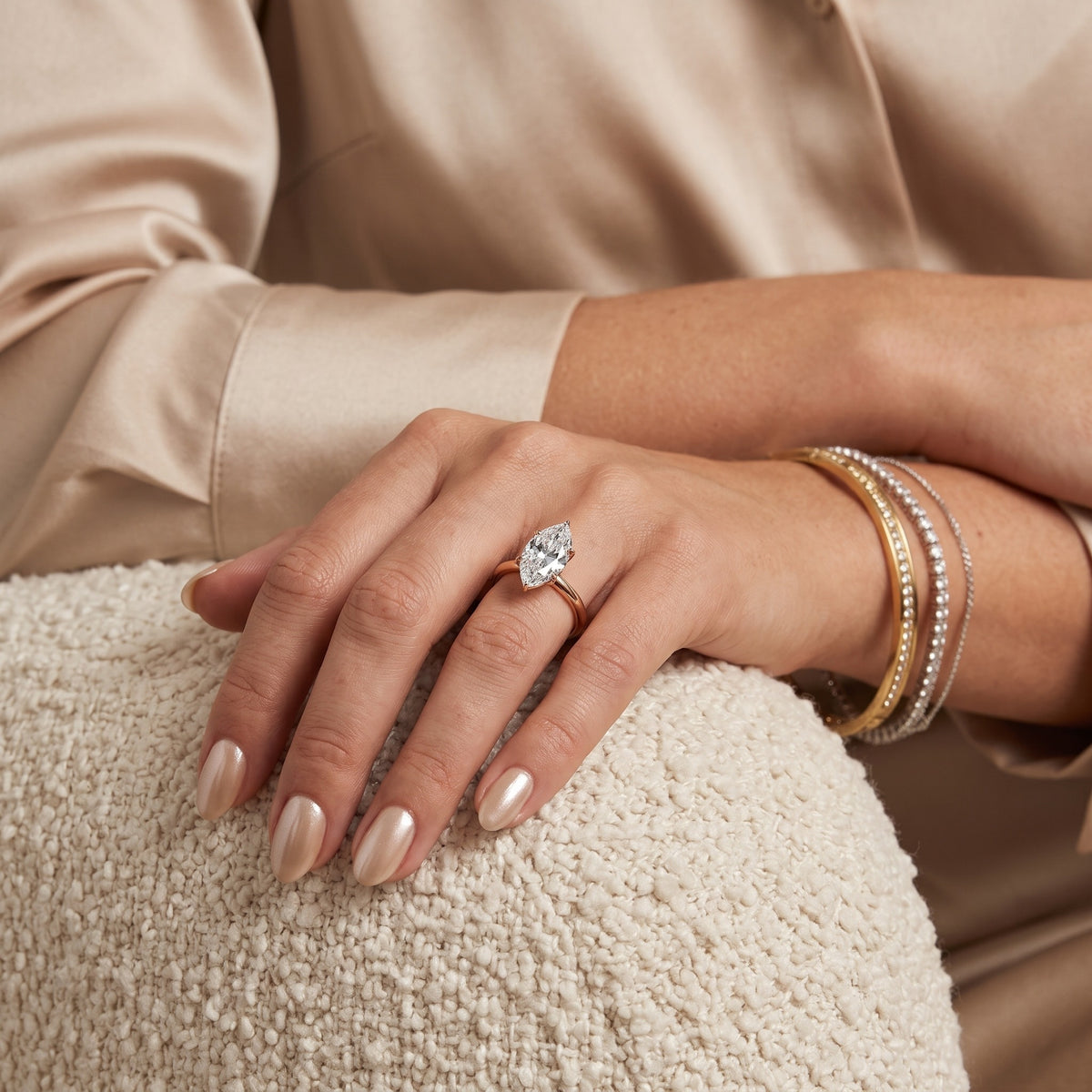 Serena Blossom Marquise Diamond Solitaire Ring in Rose Gold - model.jpg