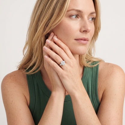Leila Three-Stone Radiant Diamond Engagement Ring in Silver - model.jpg