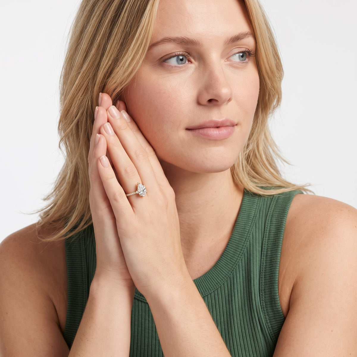Jocelyn Crown Pavé Pear Diamond Engagement Ring in Rose Gold - model.jpg
