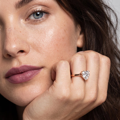 Anais Trellis Solitaire Heart Diamond Engagement Ring in Rose Gold - model.jpg