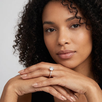 Rhea Sidestone Pavé Round Diamond Engagement Ring in Rose Gold - model.jpg