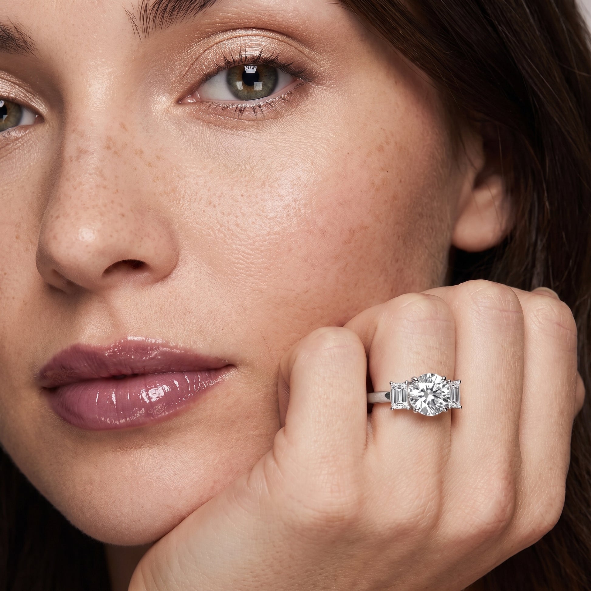 Zoe Three-Stone Round Diamond Ring in White Gold - model.jpg