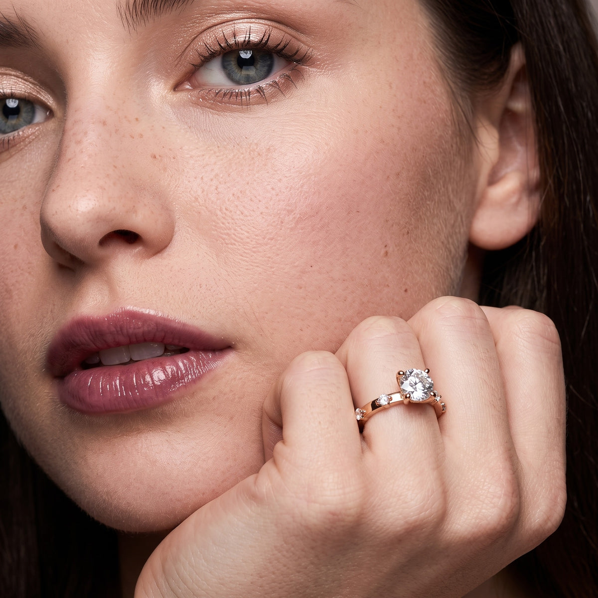 Elena Radiance Solitaire Round Diamond Engagement Ring in Rose Gold - model.jpg