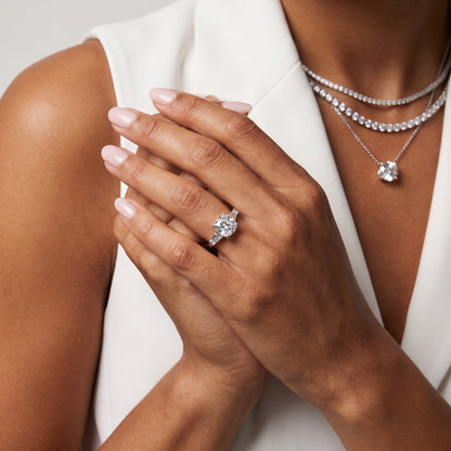 Zelda Tapered Baguette Cushion Diamond Engagement Ring in Platinum - model.jpg