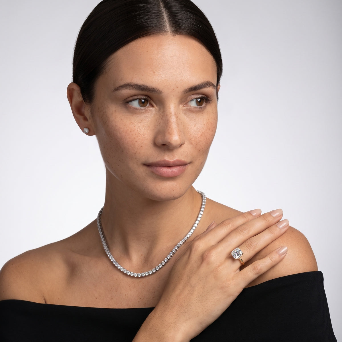 Dina Hidden Halo Cushion Diamond Engagement Ring in White Gold - model.jpg